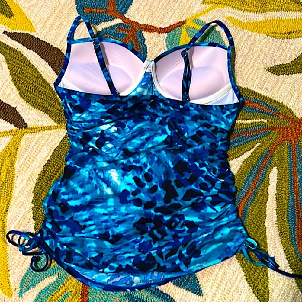 SPANX Assets Blue Tie-Dye One-Piece Push Up Bathing Suit Size Medium. Never Used - Picture 2 of 5